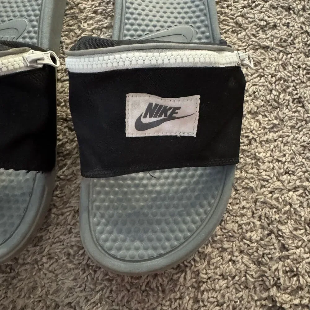 Nike Benassi JDI Fanny Pack Slides Black Gray Men's Size 13 Sandal AO1037-001